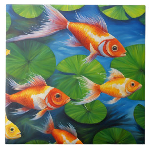 Colourful Tropical Fish Swimming in the Pond  Tile