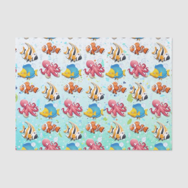 Colourful Tropical Fish Tissue Paper (Front)