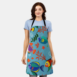 Colourful Tropical Fish Underwater Pattern Apron