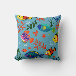Colourful Tropical Fish Underwater Pattern Cushion
