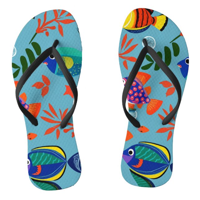 Colourful Tropical Fish Underwater Pattern Jandals (Footbed)