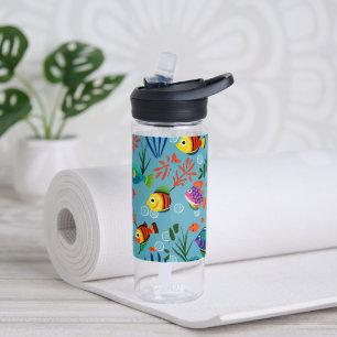 Colourful Tropical Fish Underwater Pattern Water Bottle