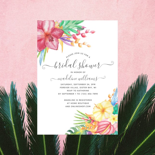 Colourful Tropical Floral Beach Bridal Shower Invi Invitation (Creator Uploaded)