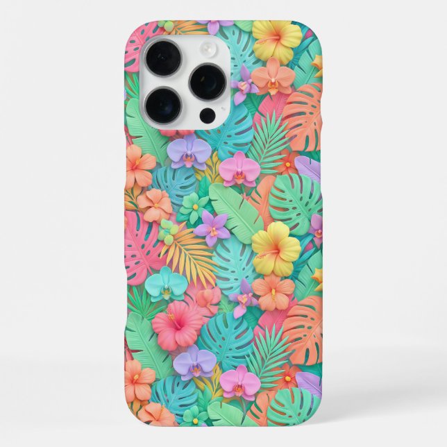 Colourful Tropical Floral Botanical Pattern iPhone Case (Back)