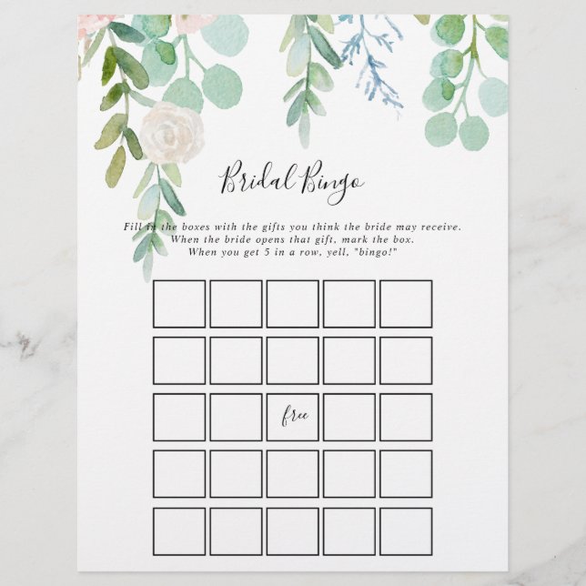Colourful Tropical Floral Bridal Bingo Game (Front)