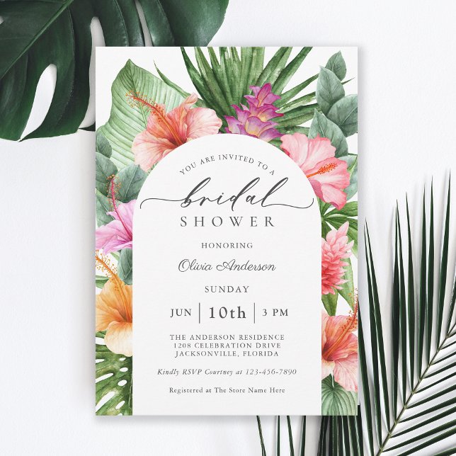 Colourful Tropical Floral Bridal Shower Invitation (Creator Uploaded)