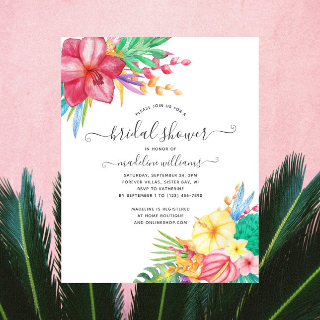 Colourful Tropical Floral Bridal Shower Invitation Flyer (Creator Uploaded)