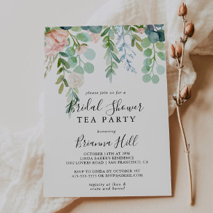 Colourful Tropical Floral Bridal Shower Tea Party Invitation