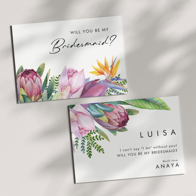 Colourful Tropical Floral Bridesmaid Proposal Card (Creator Uploaded)