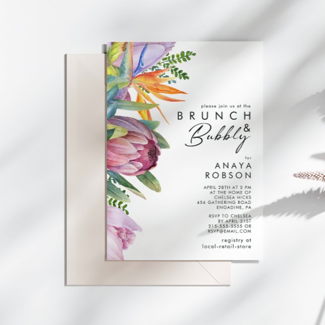 Colourful Tropical Floral | Brunch and Bubbly Invitation (Creator Uploaded)