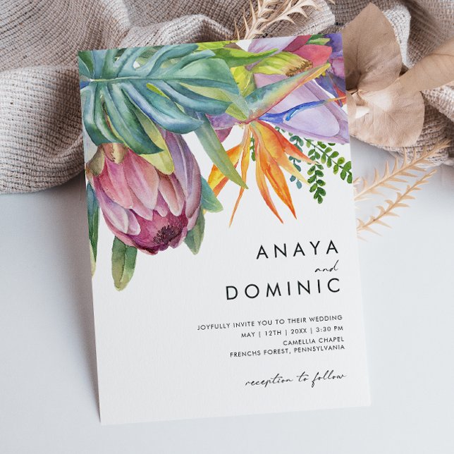 Colourful Tropical Floral Casual Wedding Invitation (Creator Uploaded)