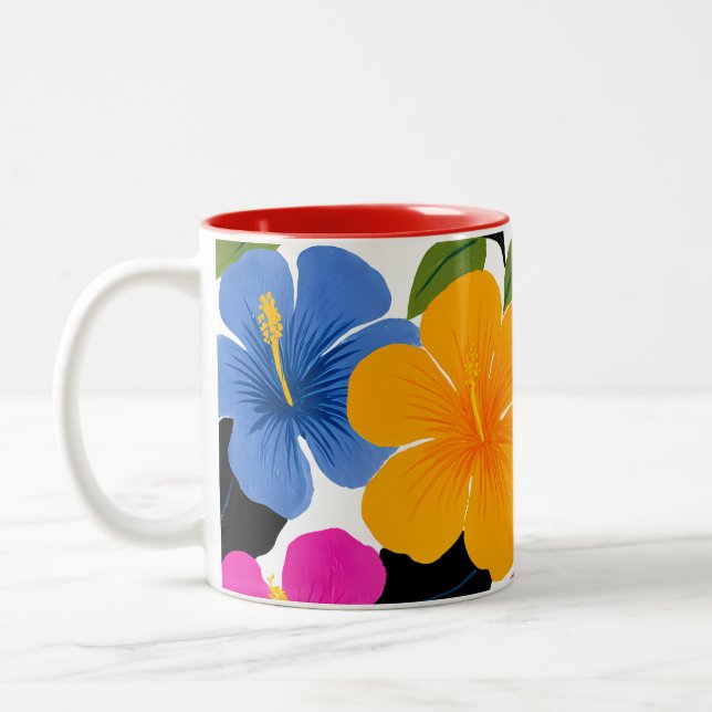Colourful Tropical Floral Coffee Mug – Vibrant Flo (Left)