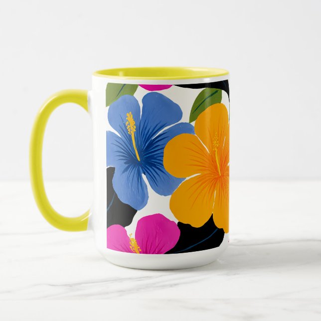 Colourful Tropical Floral Coffee Mug – Vibrant Flo (Left)