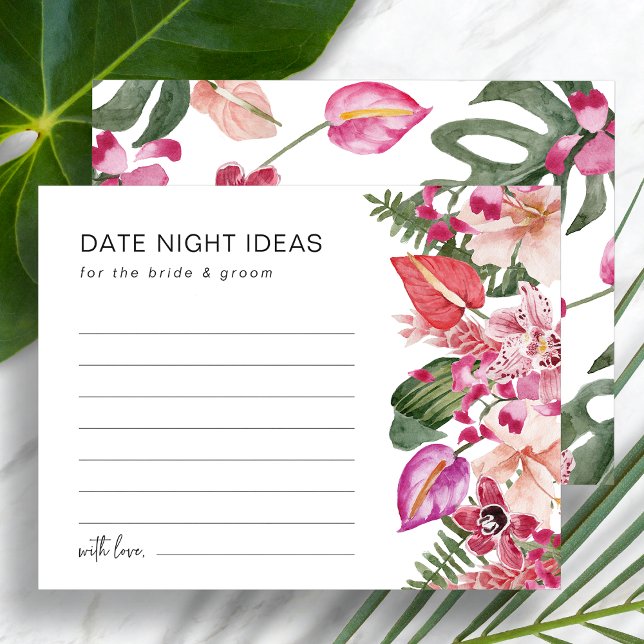 Colourful Tropical Floral Date Night Ideas (Colorful Tropical Floral Date Night Ideas Enclosure Card by Painted Paperie
)