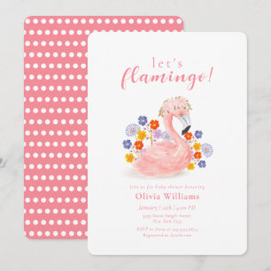 Colourful Tropical Floral Flamingo Baby Shower Invitation
