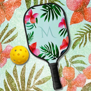 Colourful Tropical Floral Foliage Watercolor Custo Pickleball Paddle
