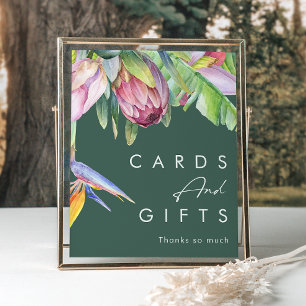 Colourful Tropical Floral   Green Cards and Gifts Poster