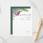 Colourful Tropical Floral Green Wedding Advice Car<br><div class="desc">This colourful tropical floral green wedding advice card is perfect for your modern boho destination green, purple, peach wedding. Design features an elegant bouquet of classic beach watercolor greenery and flowers, including sage green eucalyptus, mauve and red protea, blush pink hibiscus, orange and blue bird of paradise, and dark green...</div>