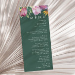 Colourful Tropical Floral | Green Wedding Dinner Menu<br><div class="desc">This colourful tropical floral | green wedding dinner menu is perfect for your modern boho destination, green, purple, peach wedding. Design features an elegant bouquet of classic beach watercolor greenery and flowers that may include sage green eucalyptus, mauve and red protea, blush pink hibiscus, orange and blue bird of paradise,...</div>