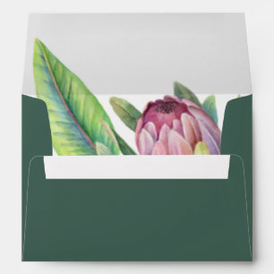 Colourful Tropical Floral Green Wedding Invitation Envelope
