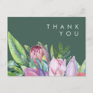 Colourful Tropical Floral Green wedding Thank Yo Postcard