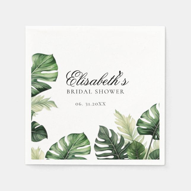 Colourful Tropical Floral | Greenery bridal shower Napkin (Front)
