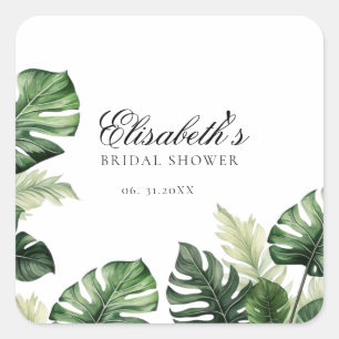 Colourful Tropical Floral   Greenery bridal shower Square Sticker