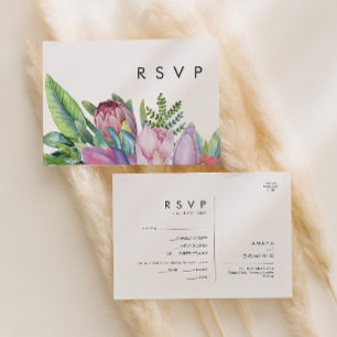 Colourful Tropical Floral   Menu Choice RSVP Card