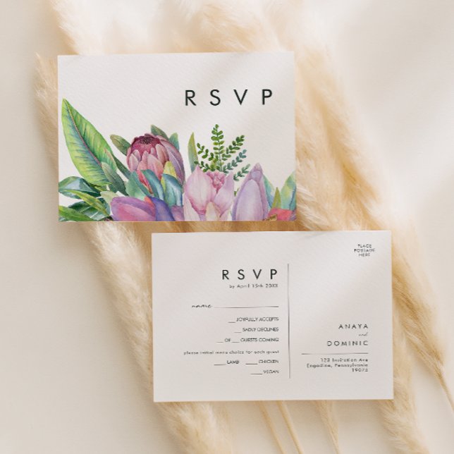 Colourful Tropical Floral | Menu Choice RSVP Card (Creator Uploaded)