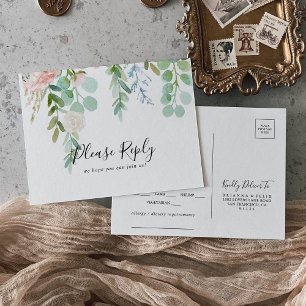 Colourful Tropical Floral Menu Choice RSVP Postcar Postcard