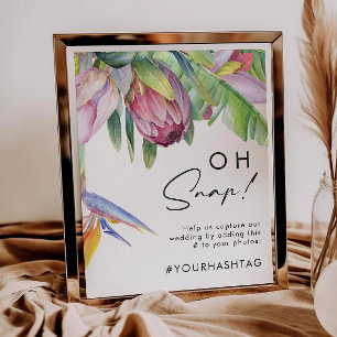 Colourful Tropical Floral Oh Snap Hashtag Sign