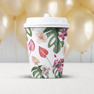 Colourful Tropical Floral Paper Cups