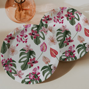Colourful Tropical Floral Paper Plate