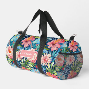 Colourful Tropical Floral Pattern Summer Flowers Duffle Bag