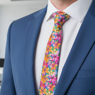 Colourful Tropical Floral Pattern Tie