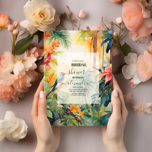 Colourful Tropical Floral | Peach Bridal Shower Invitation (Creator Uploaded)