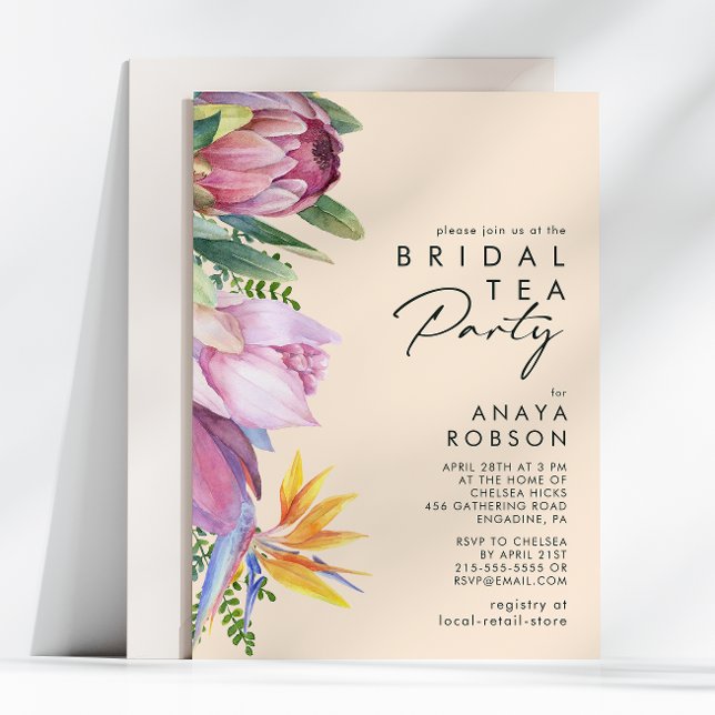 Colourful Tropical Floral | Peach Bridal Tea Party Invitation (Creator Uploaded)