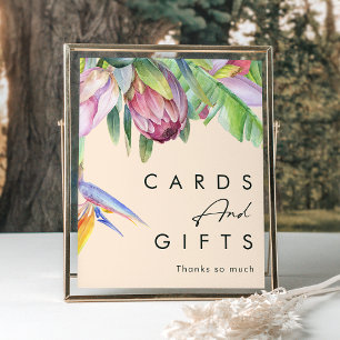 Colourful Tropical Floral   Peach Cards and Gifts Poster