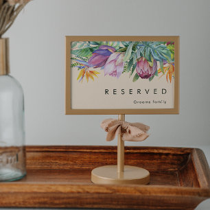 Colourful Tropical Floral Peach Reserved Sign