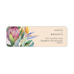 Colourful Tropical Floral | Peach Return Address<br><div class="desc">This colourful tropical floral | peach return address label is perfect for your modern boho destination, green, purple, peach wedding. Design features an elegant bouquet of classic beach watercolor greenery and flowers that may include sage green eucalyptus, mauve and red protea, blush pink hibiscus, orange and blue bird of paradise,...</div>