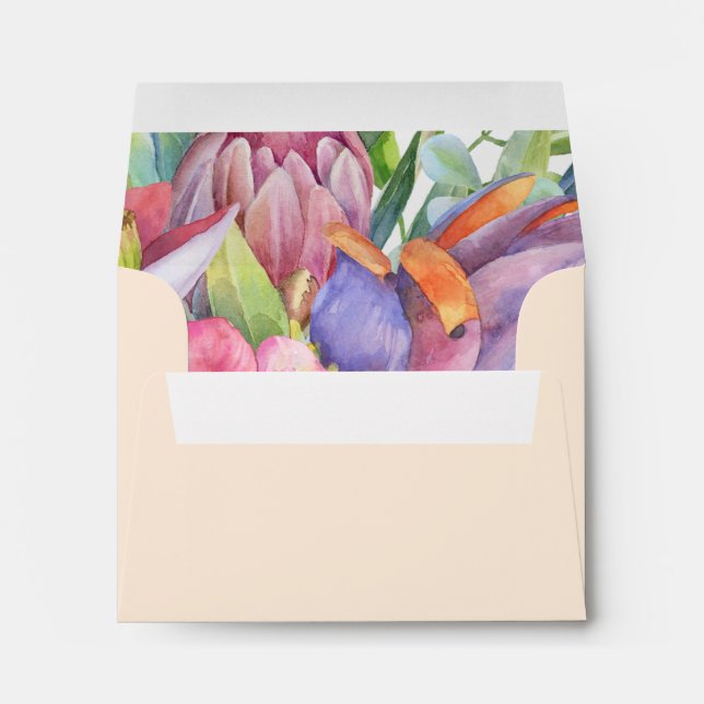 Colourful Tropical Floral Peach Self Addressed RSV Envelope (Back (Bottom))