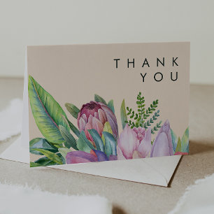 Colourful Tropical Floral   Peach Thank You Card