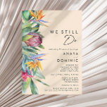 Colourful Tropical Floral Peach We Still Do Renewa Invitation<br><div class="desc">This colourful tropical floral peach we still do renewal invitation is perfect for your modern boho destination green, purple, peach vow renewal. Design features an elegant bouquet of classic beach watercolor greenery and flowers, including sage green eucalyptus, mauve and red protea, blush pink hibiscus, orange and blue bird of paradise,...</div>