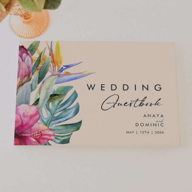 Colourful Tropical Floral | Peach Wedding Guest Bo Book (Creator Uploaded)