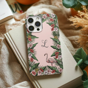 Colourful Tropical Floral Pink Flamingo & Hibiscus iPhone 16 Pro Case