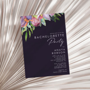 Colourful Tropical Floral Purple Bachelorette Part Invitation