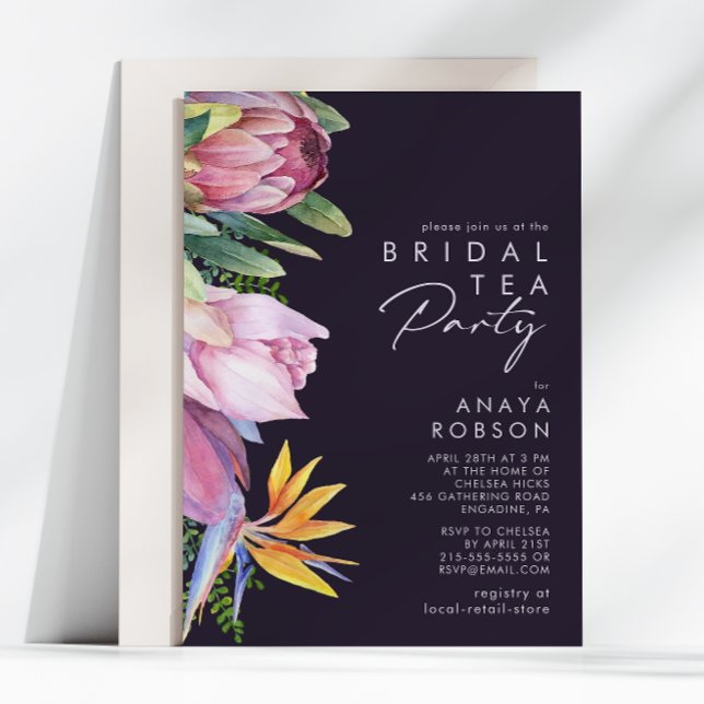 Colourful Tropical Floral | Purple Bridal Tea Part Invitation (Creator Uploaded)