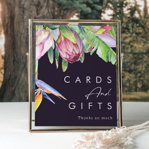 Colourful Tropical Floral Purple Cards and Gifts Poster