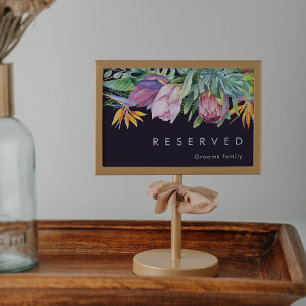 Colourful Tropical Floral   Purple Reserved Sign