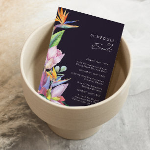 Colourful Tropical Floral Purple Schedule of Event Enclosure Card